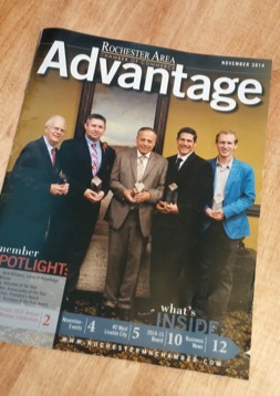 Nate featured on Rochester Area Chamber of Commerce Advantage Magazine highlighting the national award BrandHoot received