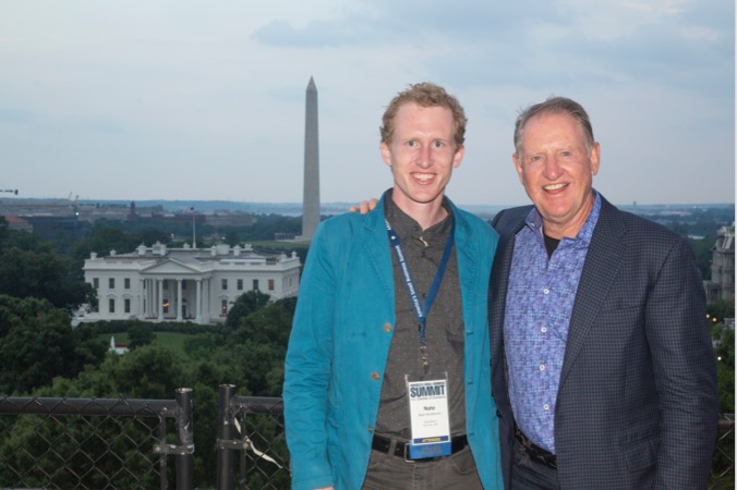 Nate and friend on top of US Chamber of Commerce Building overlooking the White House