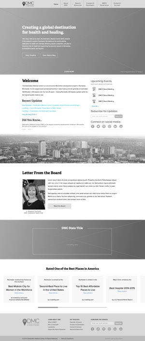 Wireframe of homepage in early stages